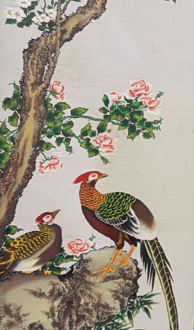 レア☘ 都錦生糸織廠 中国杭州 都錦生 高級絹織物 鳥絵図 工芸 美術インテリア
