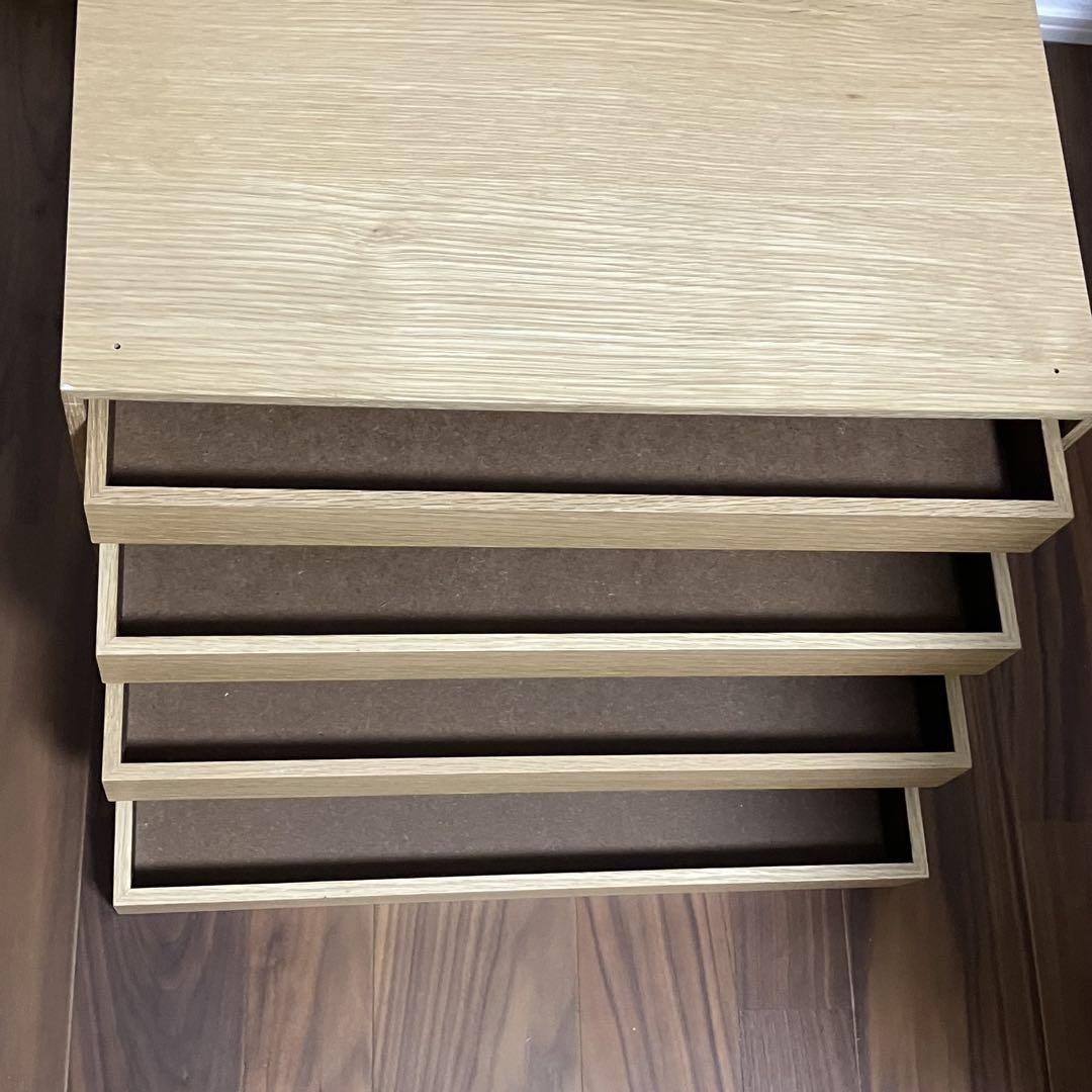 無印良品　木製収納ケース　引出し式　4段　ワイド　ナチュラル　オーク材