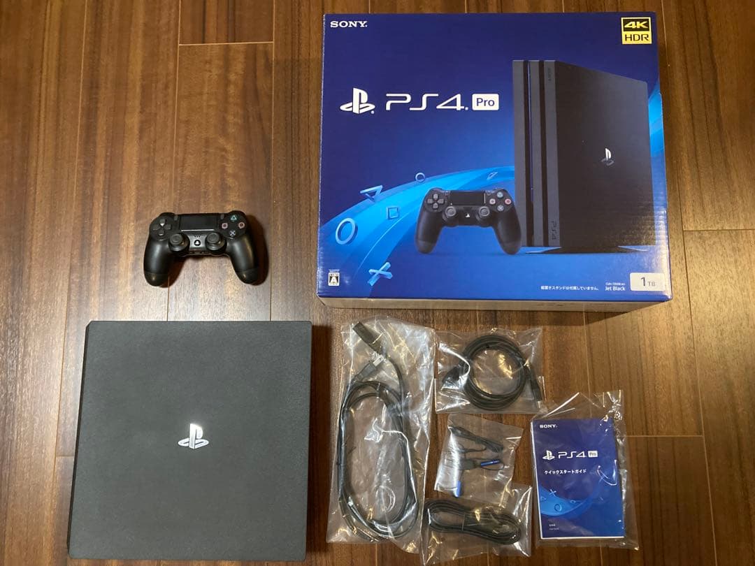 PS4 Pro本体 CUH-7200Bジェットブラック 純正コントローラー1個付PlayStation4