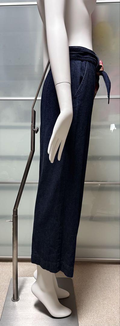 【BLUE LABEL CRESTBRIDGE】ウエストリボンワイドデニムパンツ