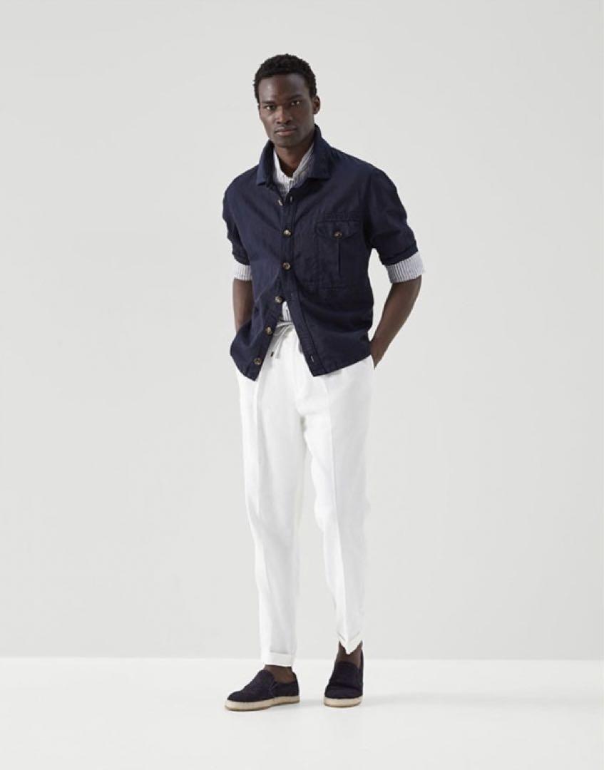 超歓迎 CUCINELLI BRUNELLO リネン シャツジャケット ギャバジン ジャケット・アウター