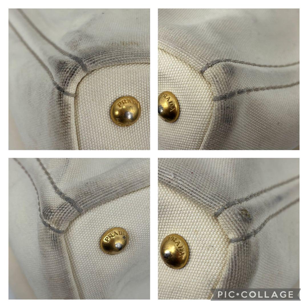 プラダ A4 白タグ トートバッグ ハンドバッグ 金枠ロゴ PRADA カナパ
