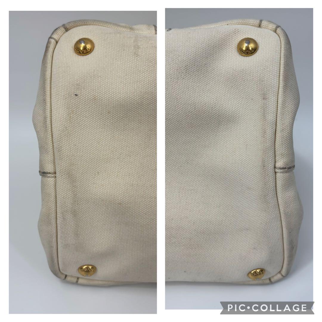 プラダ A4 白タグ トートバッグ ハンドバッグ 金枠ロゴ PRADA カナパ