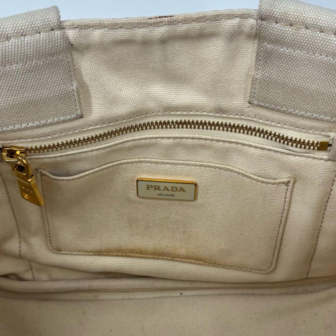 プラダ A4 白タグ トートバッグ ハンドバッグ 金枠ロゴ PRADA カナパ