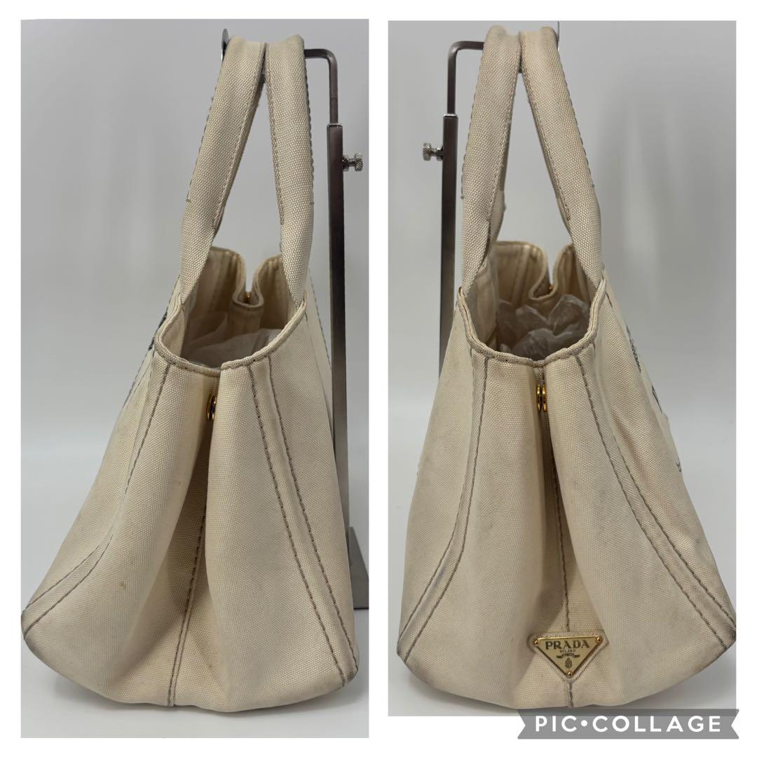 プラダ A4 白タグ トートバッグ ハンドバッグ 金枠ロゴ PRADA カナパ