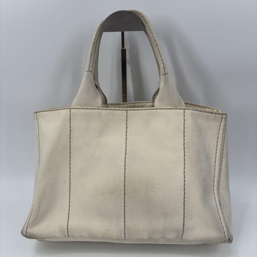 プラダ A4 白タグ トートバッグ ハンドバッグ 金枠ロゴ PRADA カナパ