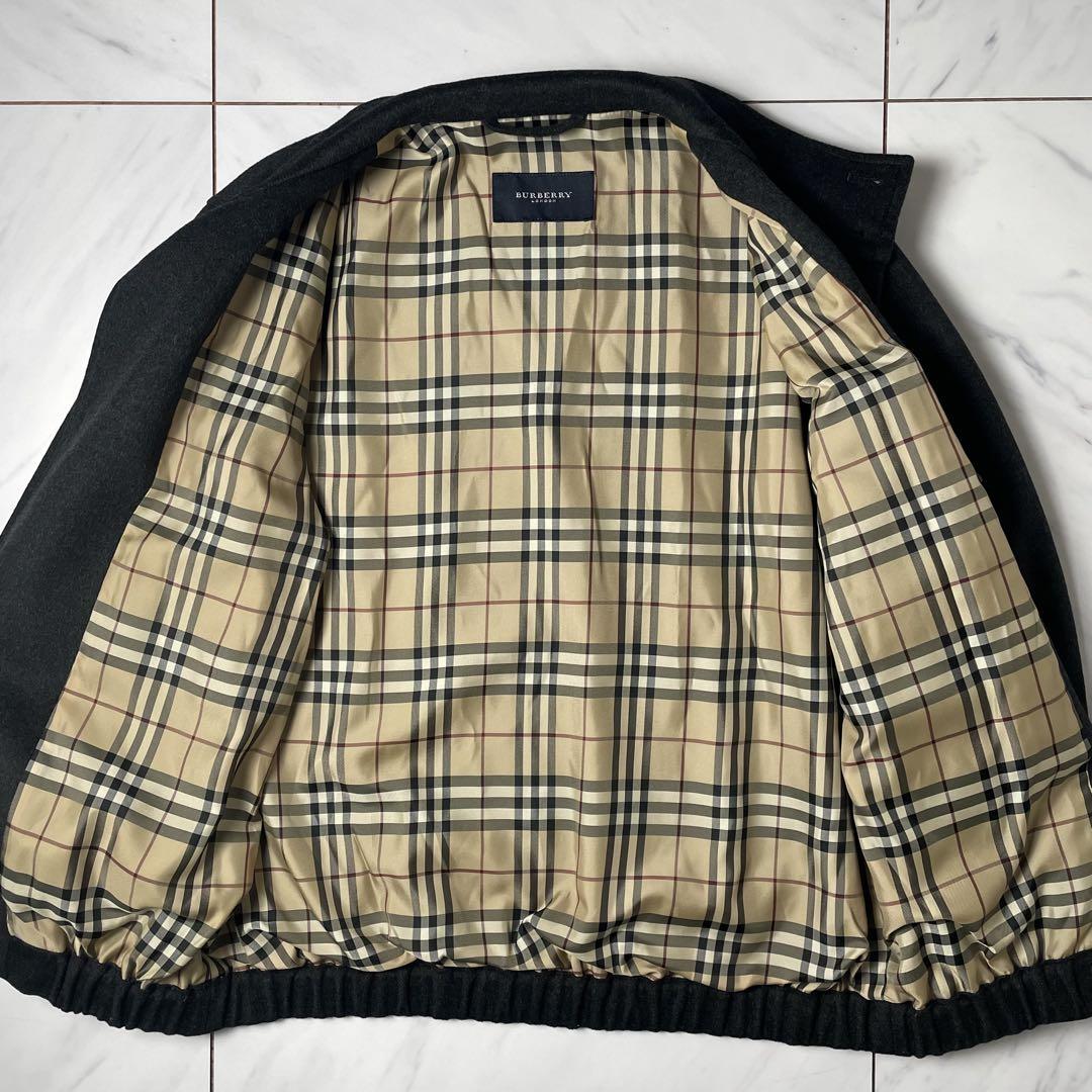 美品 バーバリーロンドン ウール スタンドカラーブルゾン カシミヤ混 黒 M