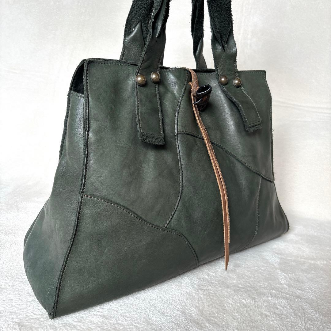 美品 MOQUIP モキップ　レザーパッチワーク トートバッグ　大容量　A4可能