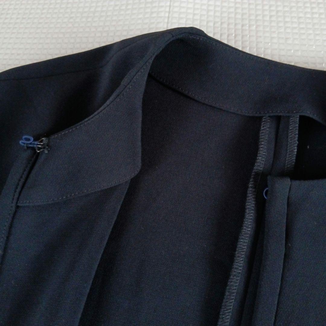 SOEJU ソージュ　フロントホック 8分袖ジャケット ネイビー ノーカラー