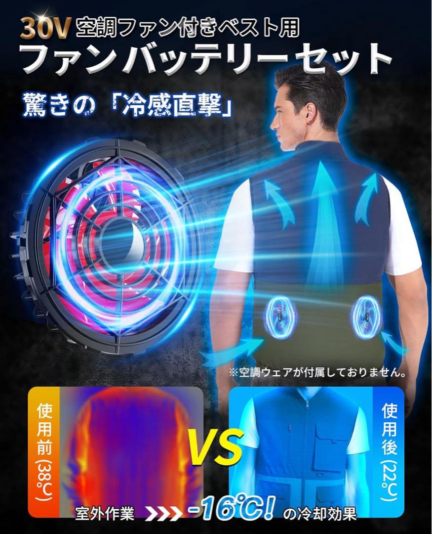 空調作業服 バッテリーセット ファン付きベストバッテリーセット 40000mAh