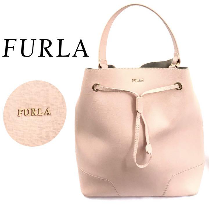 『美品』フルラ FURLA ステイシー 巾着 ハンドバッグ バケツ型2way