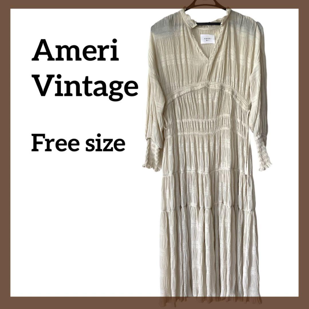 アメリヴィンテージ SHIRRING PLEATS DRESS アイボリー