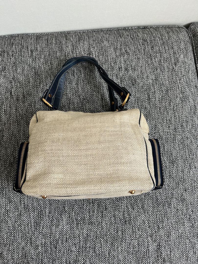 TOD'S ネイビーとベージュのハンドバッグ