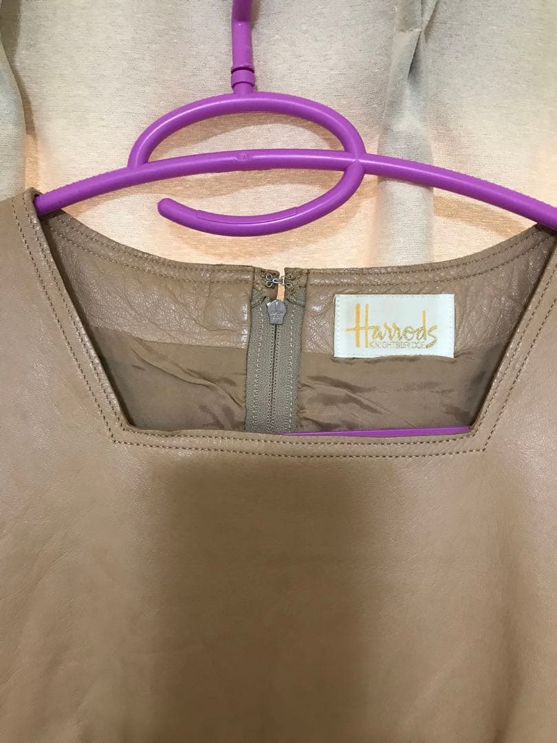 人気商品、廃盤、レアな羊革、Harrodsワンピース、フリーサイズ 人気商品、廃盤、レアな羊革、Harrodsワンピース、フリーサイズ