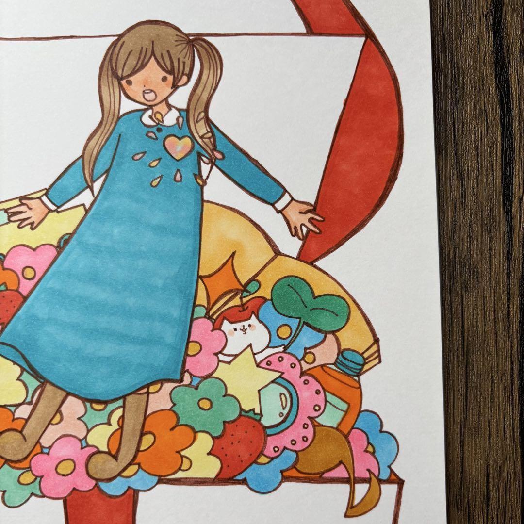 【1485】【女の子の絵】オリジナル手描きアナログアート自作コピックイラスト原画