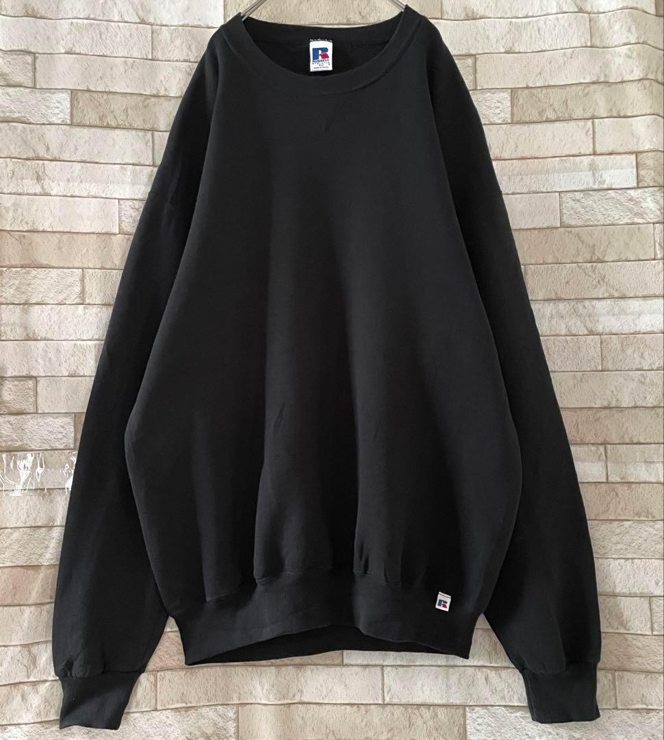 ラッセル スウェット メキシコ製 無地 裏起毛 ブラックXL