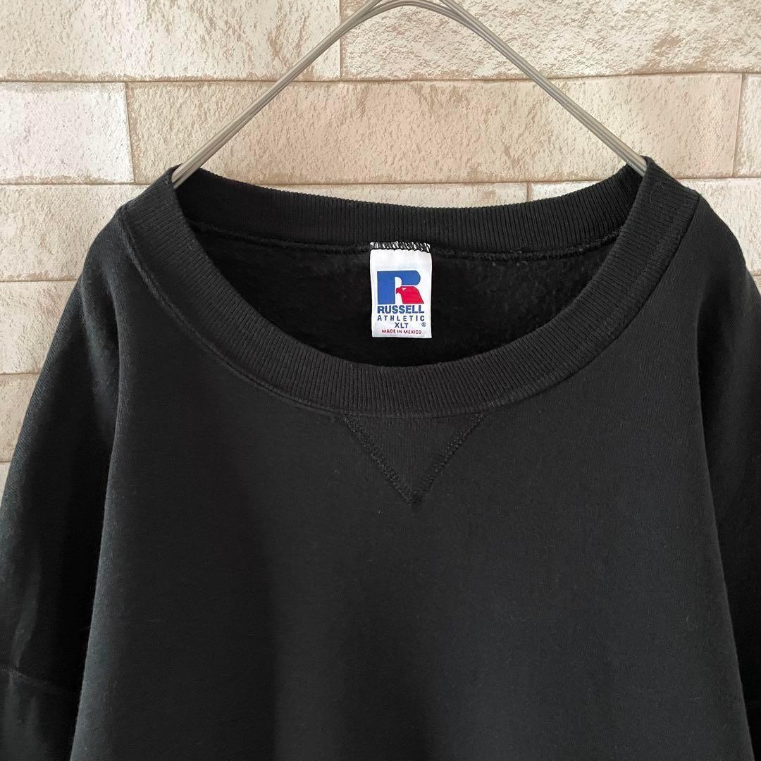 ラッセル スウェット メキシコ製 無地 裏起毛 ブラックXL