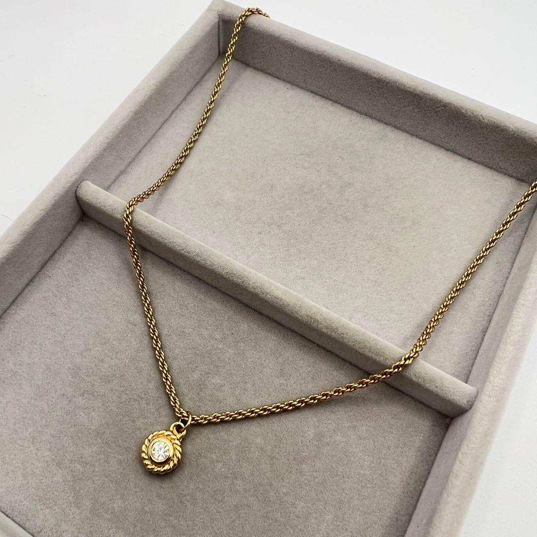 【美品】dior ストーン付き　ゴールドネックレス　ヴィンテージアクセサリー