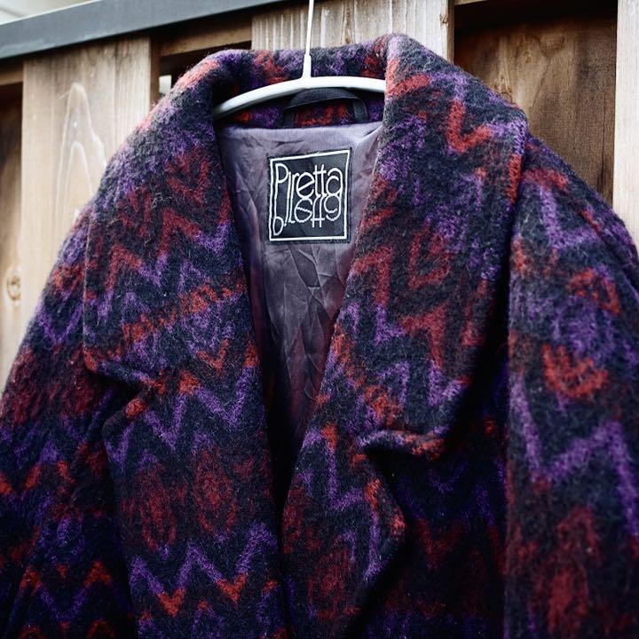 大得価国産 80's Vintage Zigzag patterned wool coat SKZte-m35281162418 2022セール