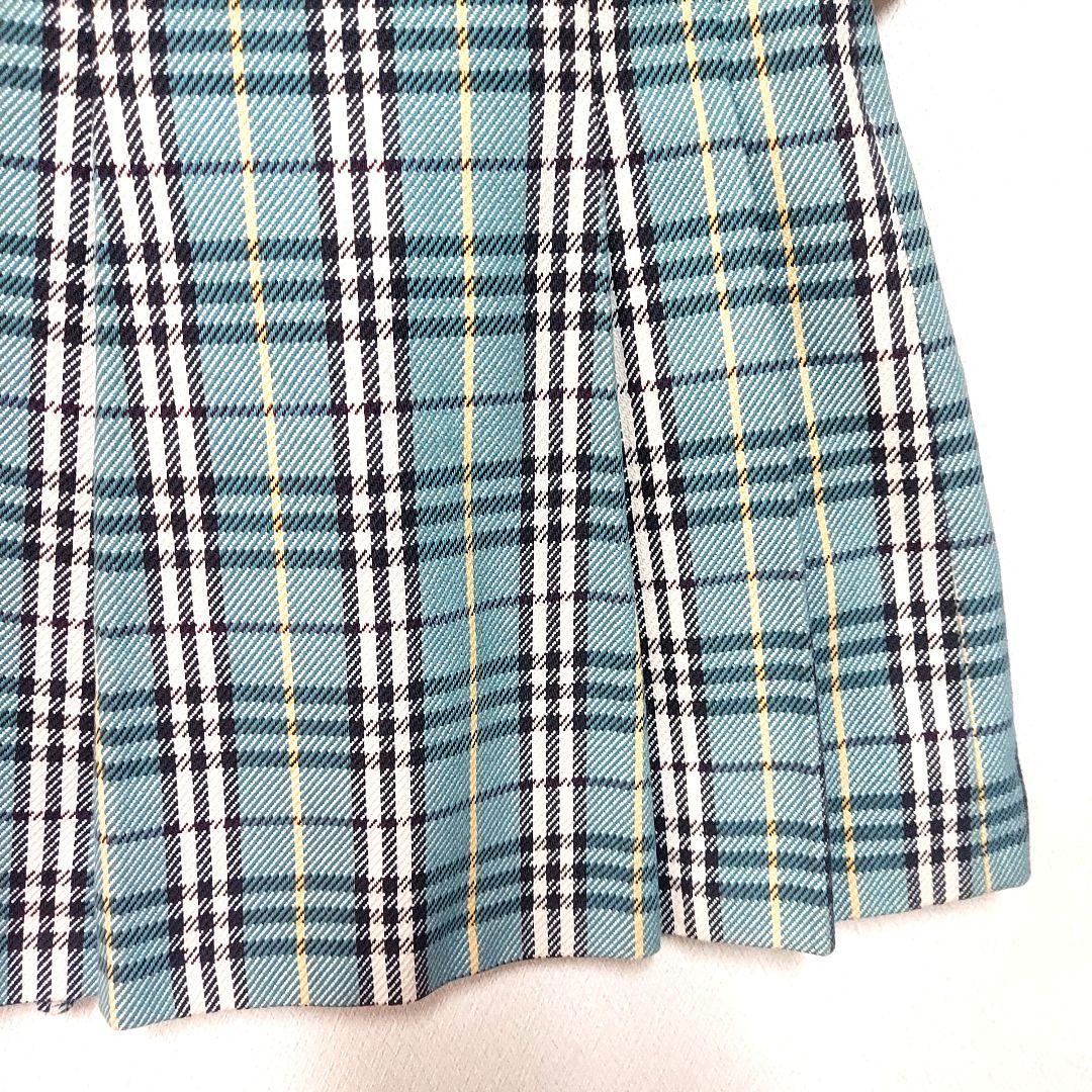 BURBERRY BLUE LABEL ターコイズブルー チェック プリーツ
