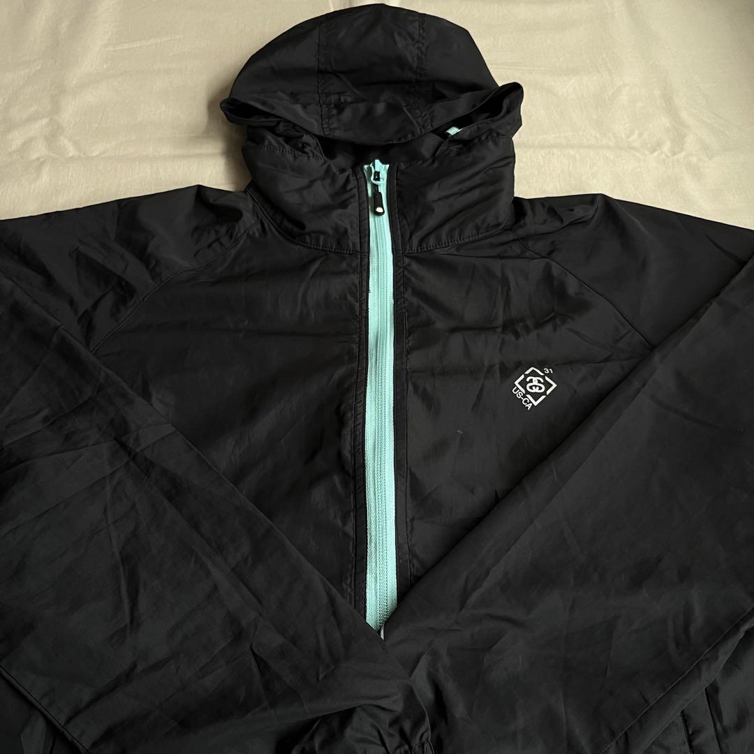 “BLACK”STUSSY ジップアップ ナイロンジャケット 黒