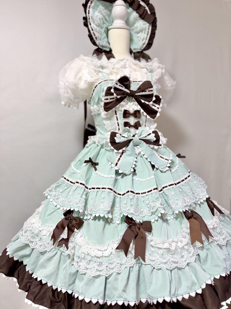 【シュガーガール】シュガーケーキロリィタドレスフルセット ミントグリーン 甘ロリ