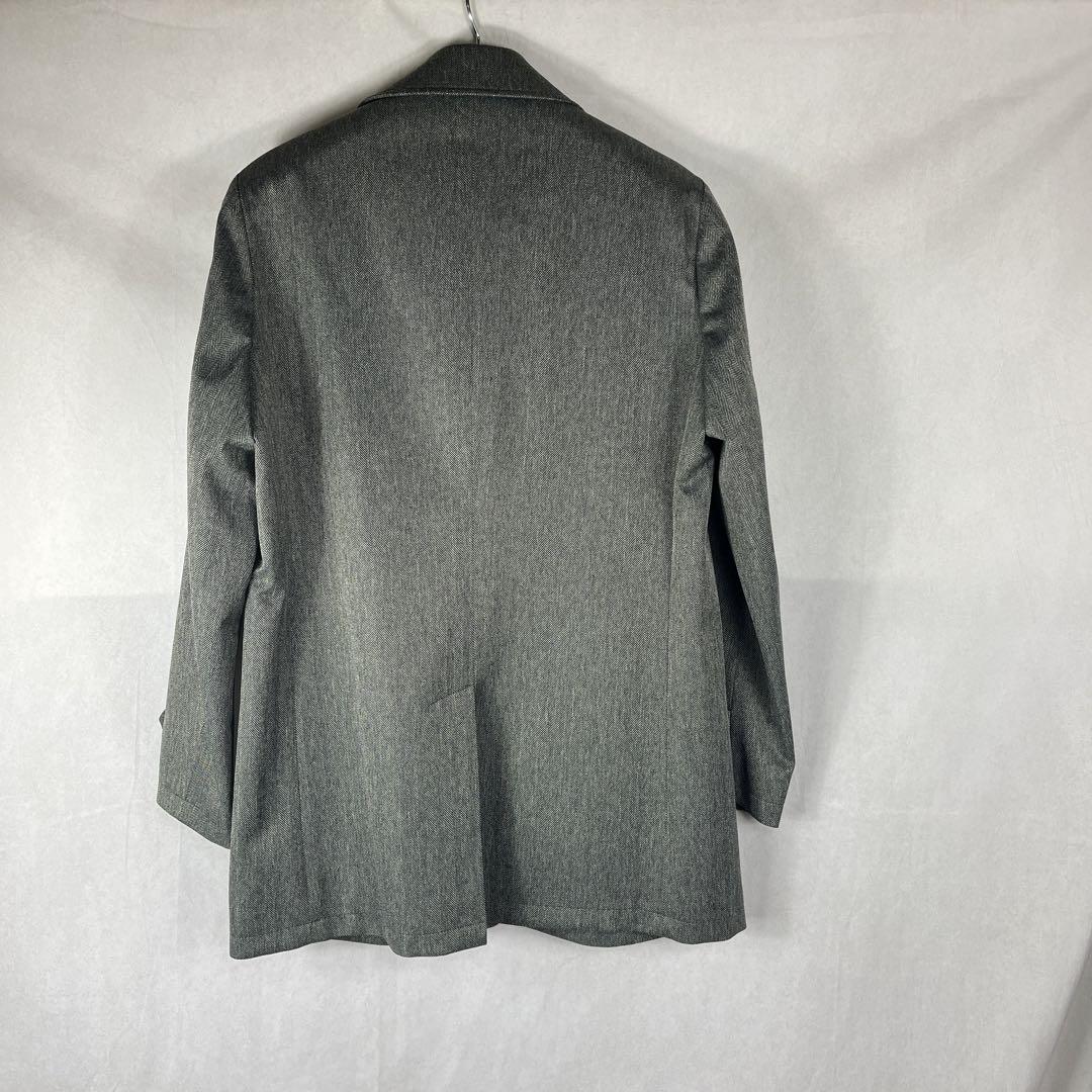 縞模様グレーのメンズビジネスハ—フコ—トLLサイズ