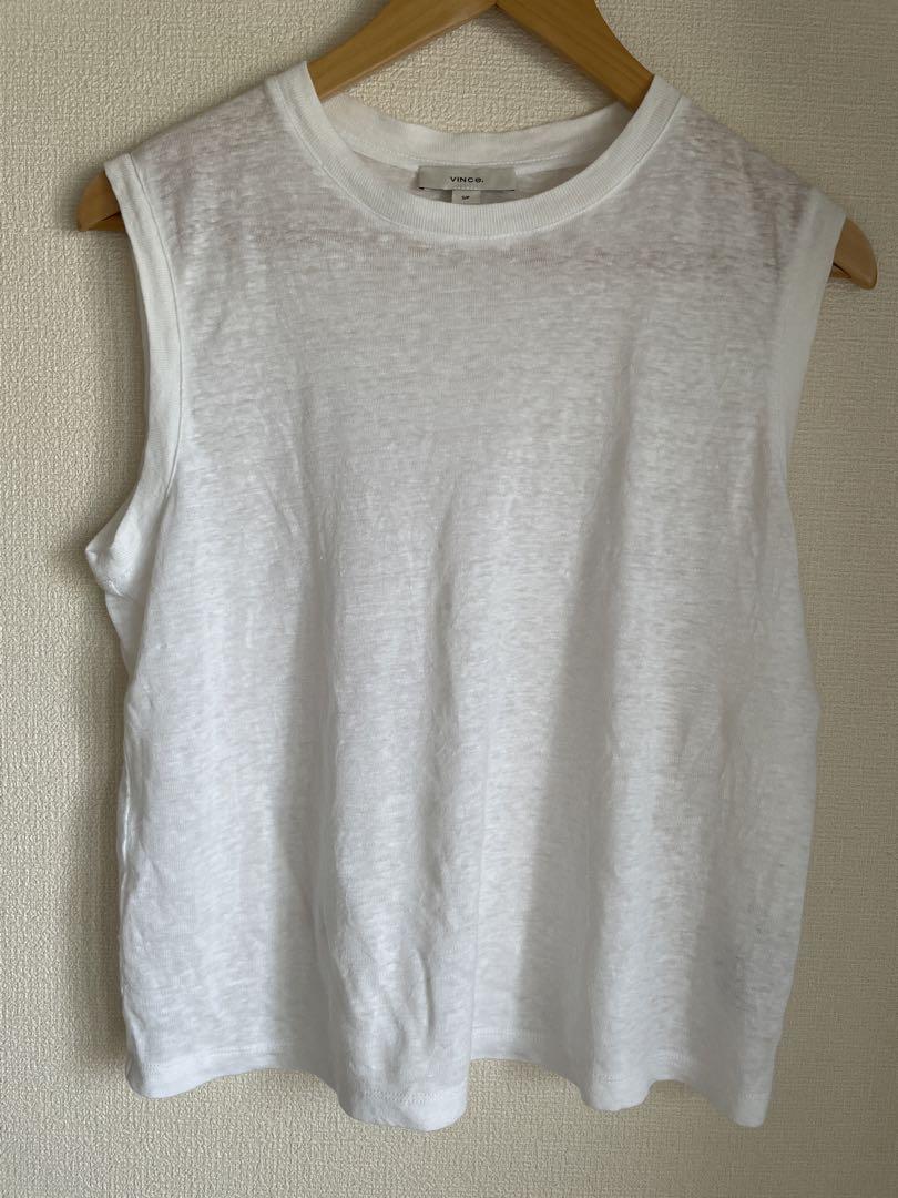 【美品】Vince リネン　ノースリーブ Tシャツ S/P