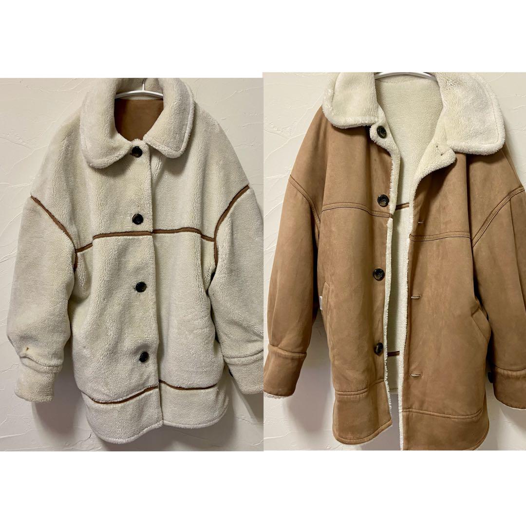 Heatherのリバーシブルボアムートンコート