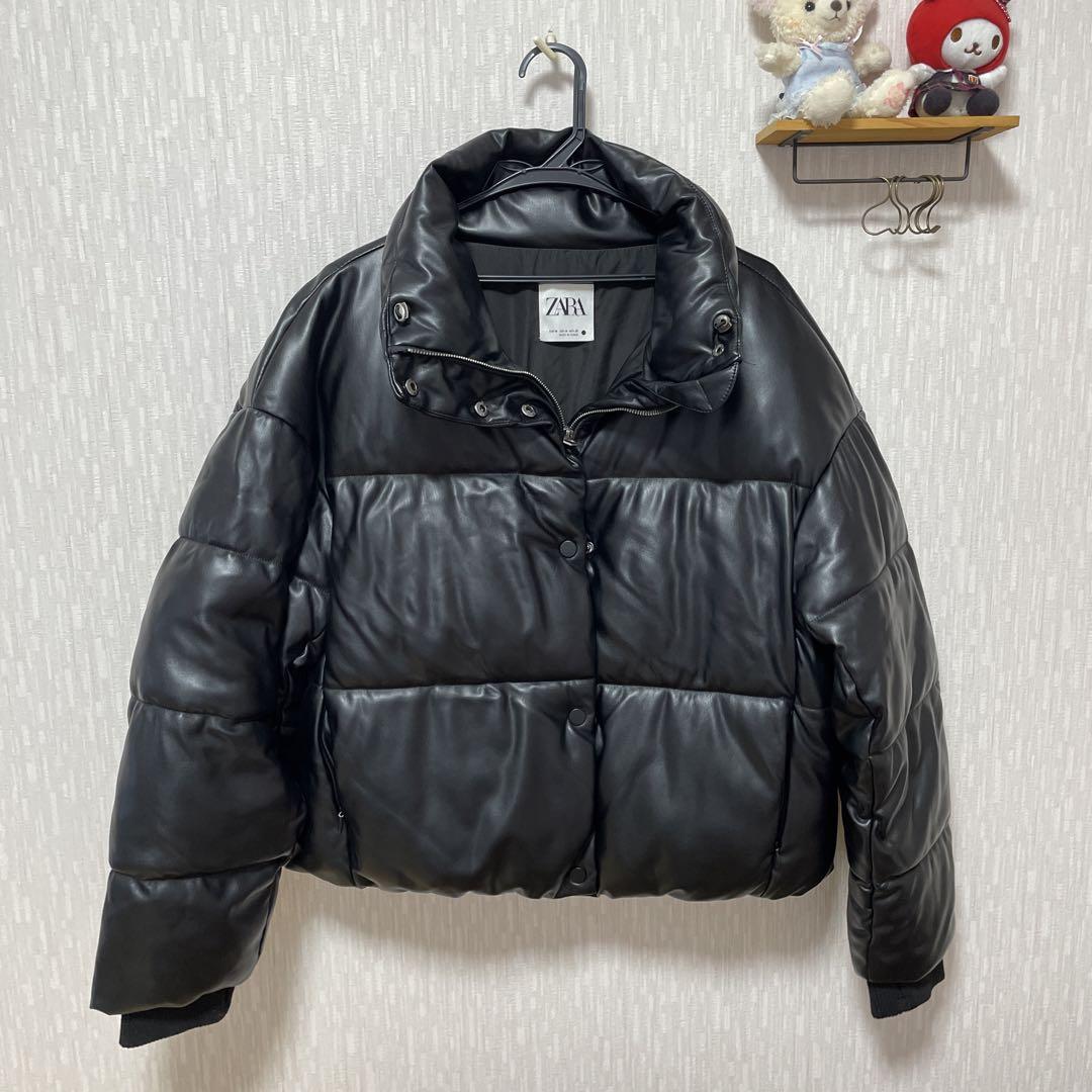 ZARA 黒 ダウンジャケット Sサイズ ダウンフェザー100% パフジャケット - ブラック | ZARA Japan / 日本