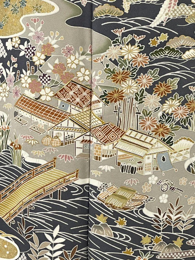 美品　正絹袷　手描き友禅訪問着単品