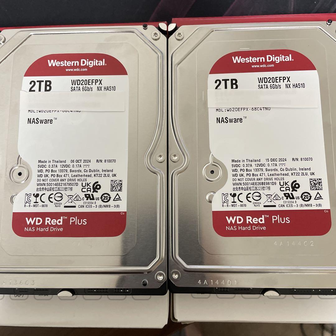 高評価なギフト WD Red 2TB WD20EFRX HDD 2台セット（ほぼ未使用品） - メルカリ 外付けハードディスク・ドライブ
