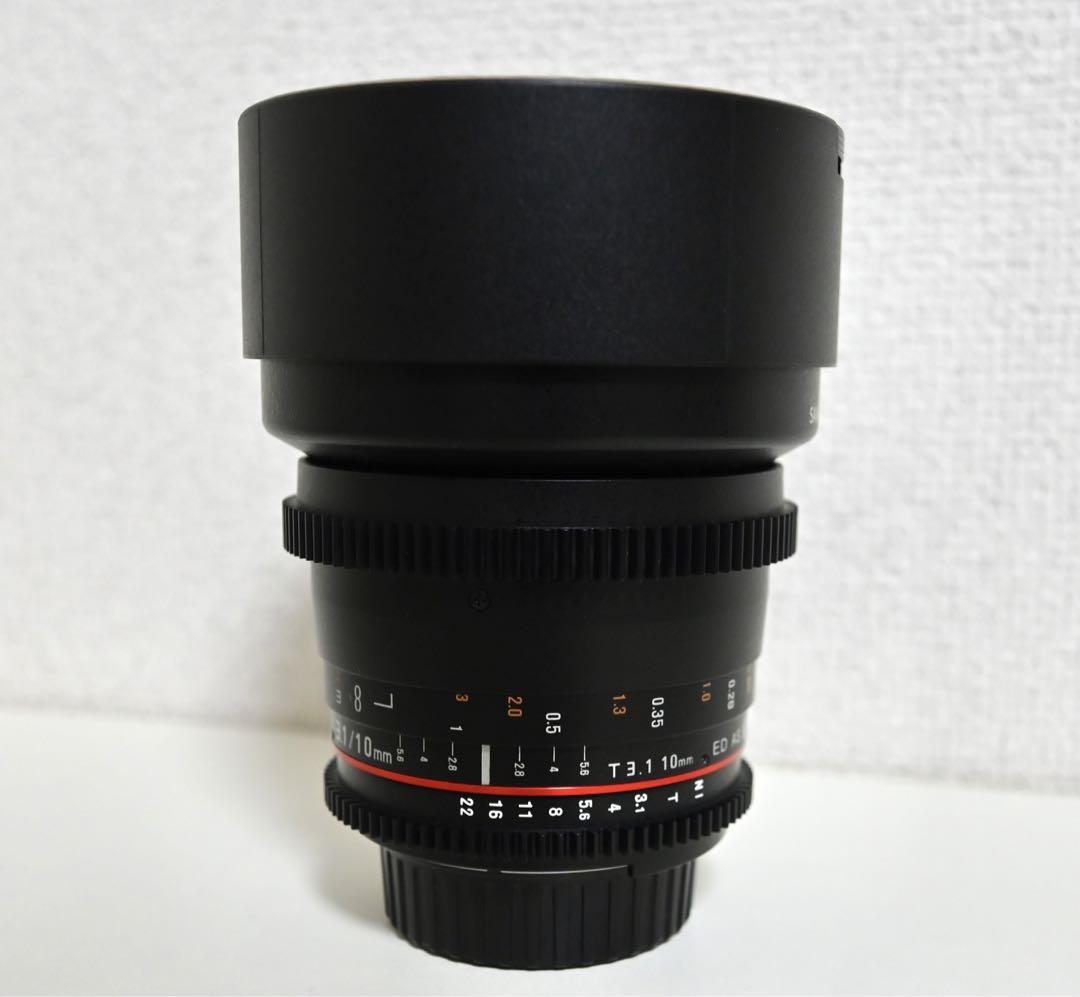 【ほぼ未使用】SAMYANG 10mm T3.1 VDSLRニコンFマウント ほぼ未使用】SAMYANG 10mm T3.1 VDSLRニコンFマウント レンズ(単