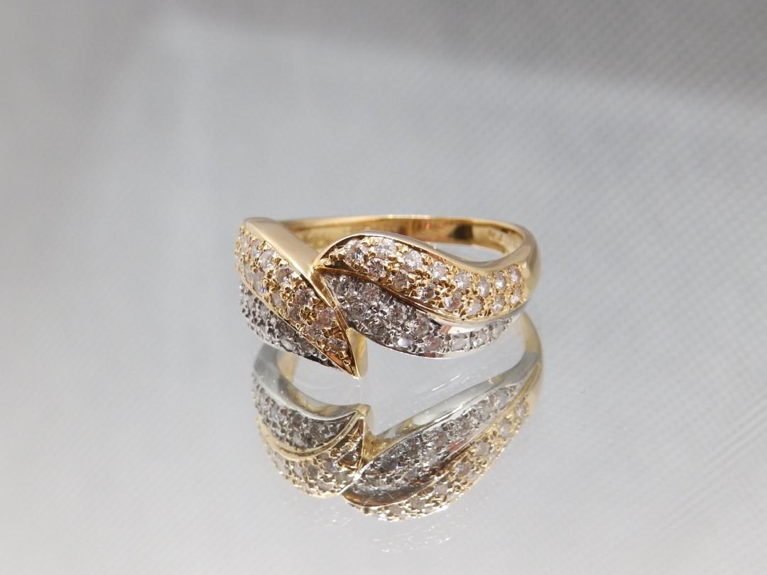 【金・プラチナ】天然ダイヤモンドのコンビリング【0.58ct】【0.066ct】
