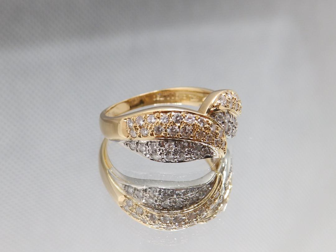 【金・プラチナ】天然ダイヤモンドのコンビリング【0.58ct】【0.066ct】