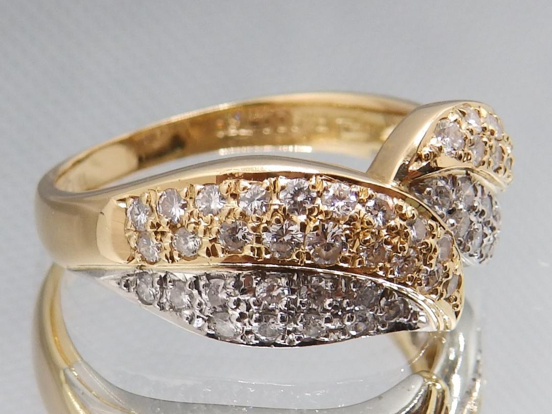 【金・プラチナ】天然ダイヤモンドのコンビリング【0.58ct】【0.066ct】