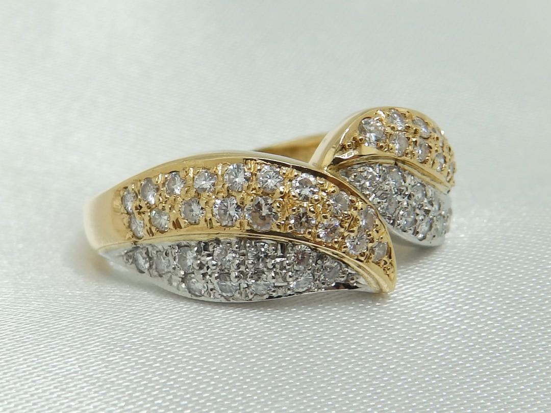【金・プラチナ】天然ダイヤモンドのコンビリング【0.58ct】【0.066ct】