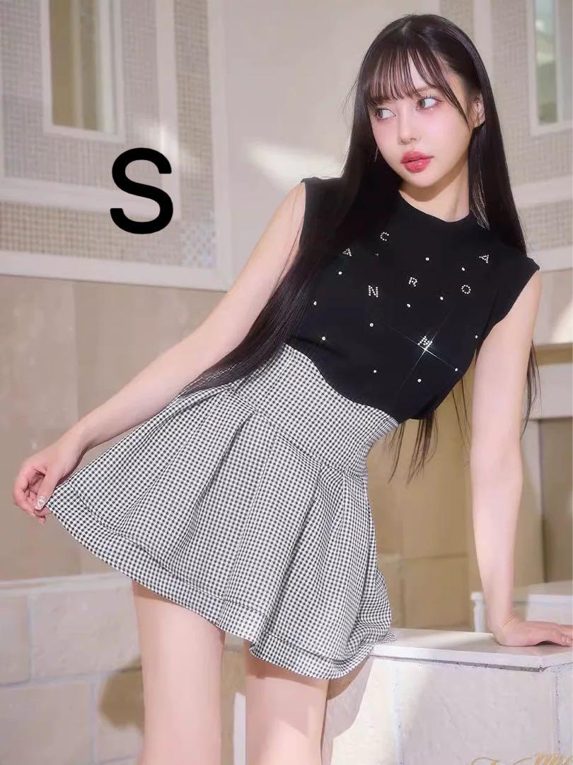 ミシェルマカロン 美脚ギンガムチェックスカート（インナーパンツ付き） s