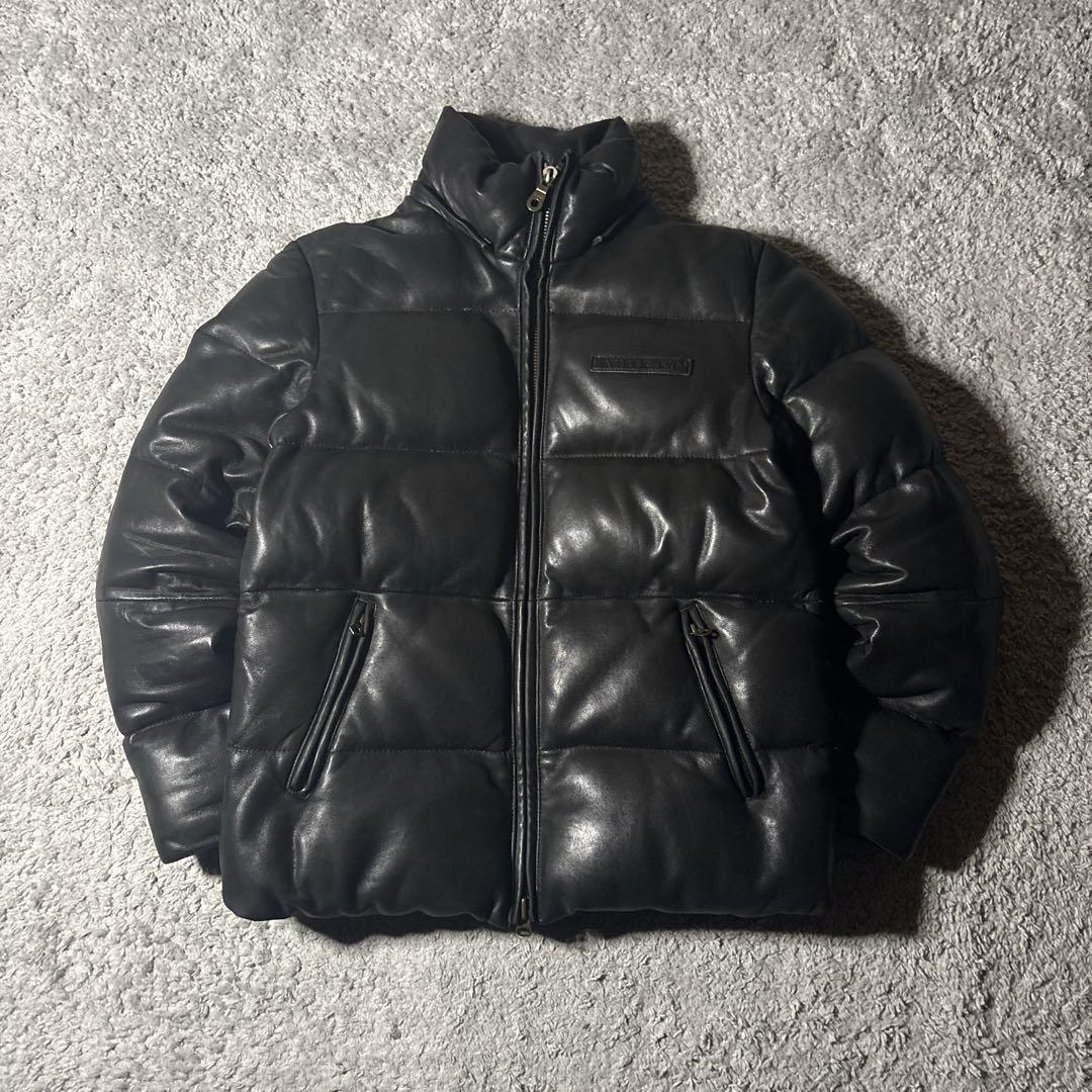 AVIREX アヴィレックス レザー ダウンジャケット ブラック 肉厚 古着 AVIREX アヴィレックス レザー ダウンジャケット ブラック 肉厚 古着
