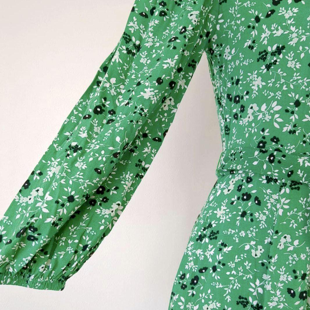 専用】ZARA ザラ 花柄 ロング シャツ ワンピース グリーン sizeM