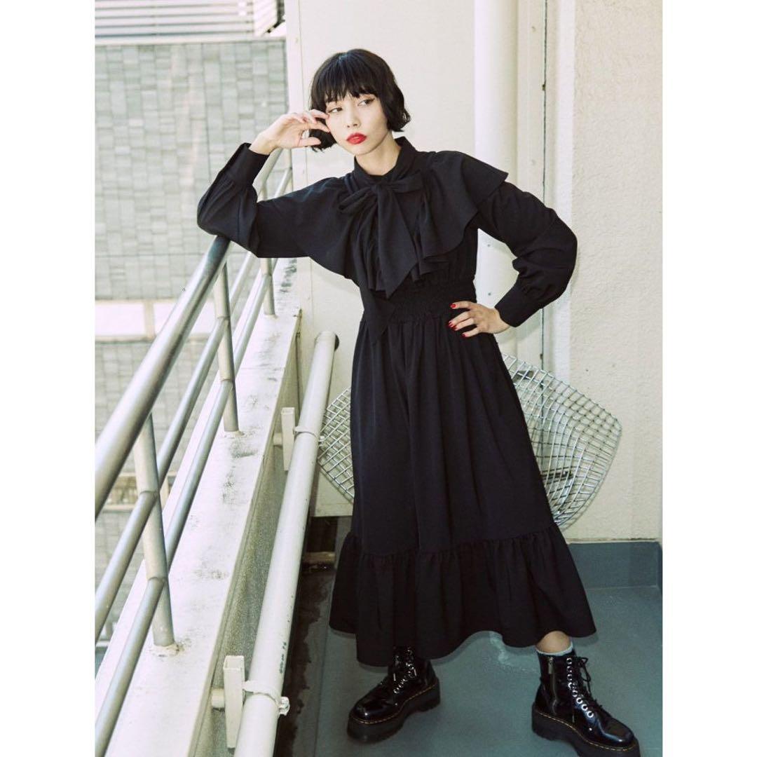 jouetie リボンタイフリルワンピース ブラックFREE SIZE・jouetie