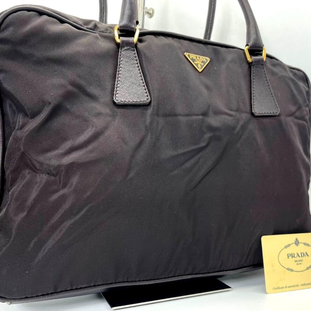 プラダ PRADA ハンドバッグ ボストンバッグ ボーリング 三角ロゴ 黒