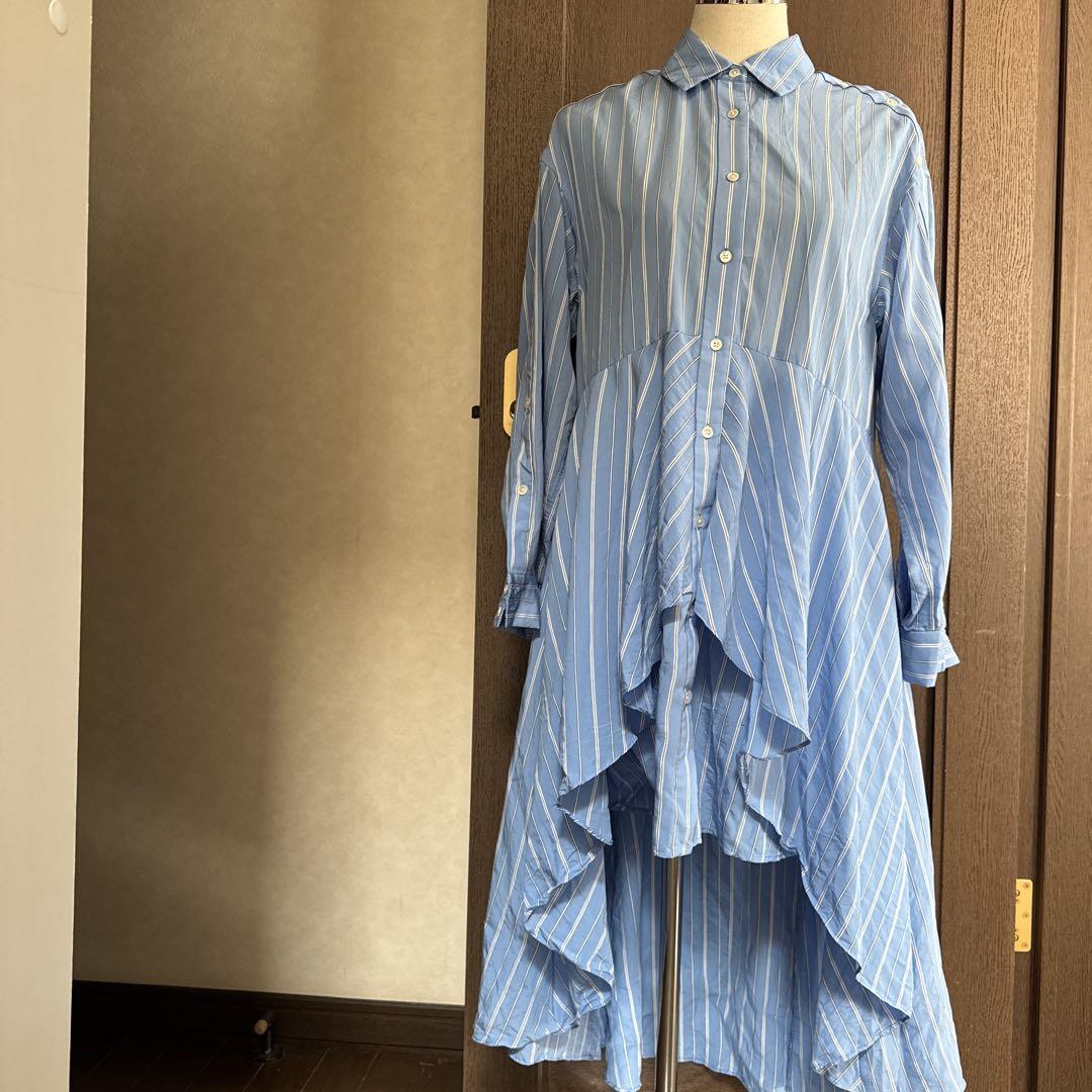 スナイデル♡snidel水色 ストライプ ロングシャツドレス