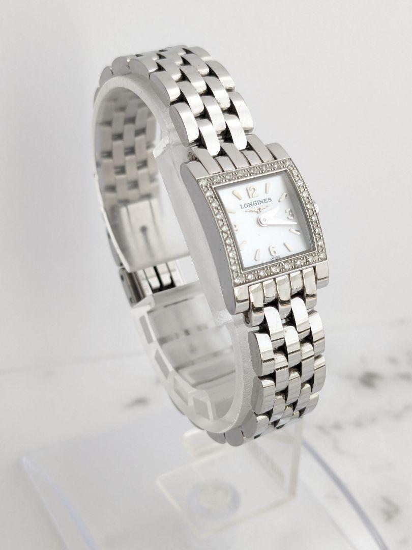 稼働品 ロンジン LONGINES ダイヤベゼル シェル文字盤 スクエア