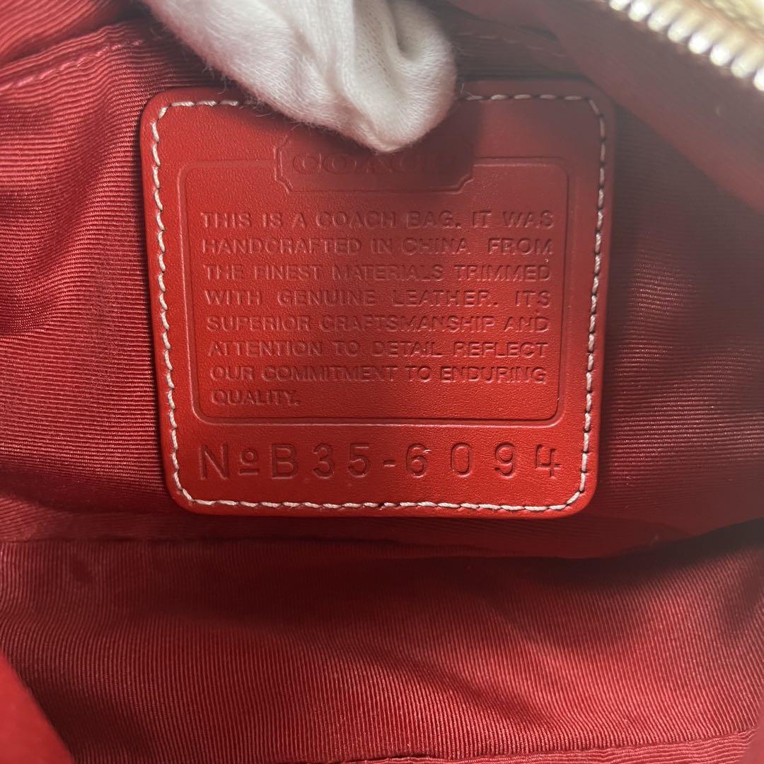 極美品✨ COACH コーチ アクセサリーポーチ レッド系 赤 6094 美品✨ COACH コーチ アクセサリーポーチ レッド系 赤 6094