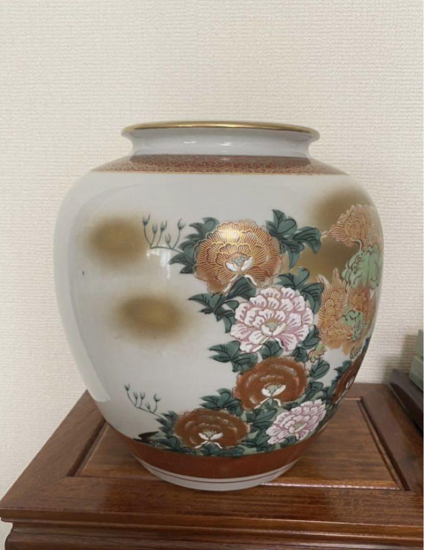 古九谷　木米造　色絵金彩　細密絵付花瓶 古九谷 木米造 色絵金彩 細密絵付花瓶