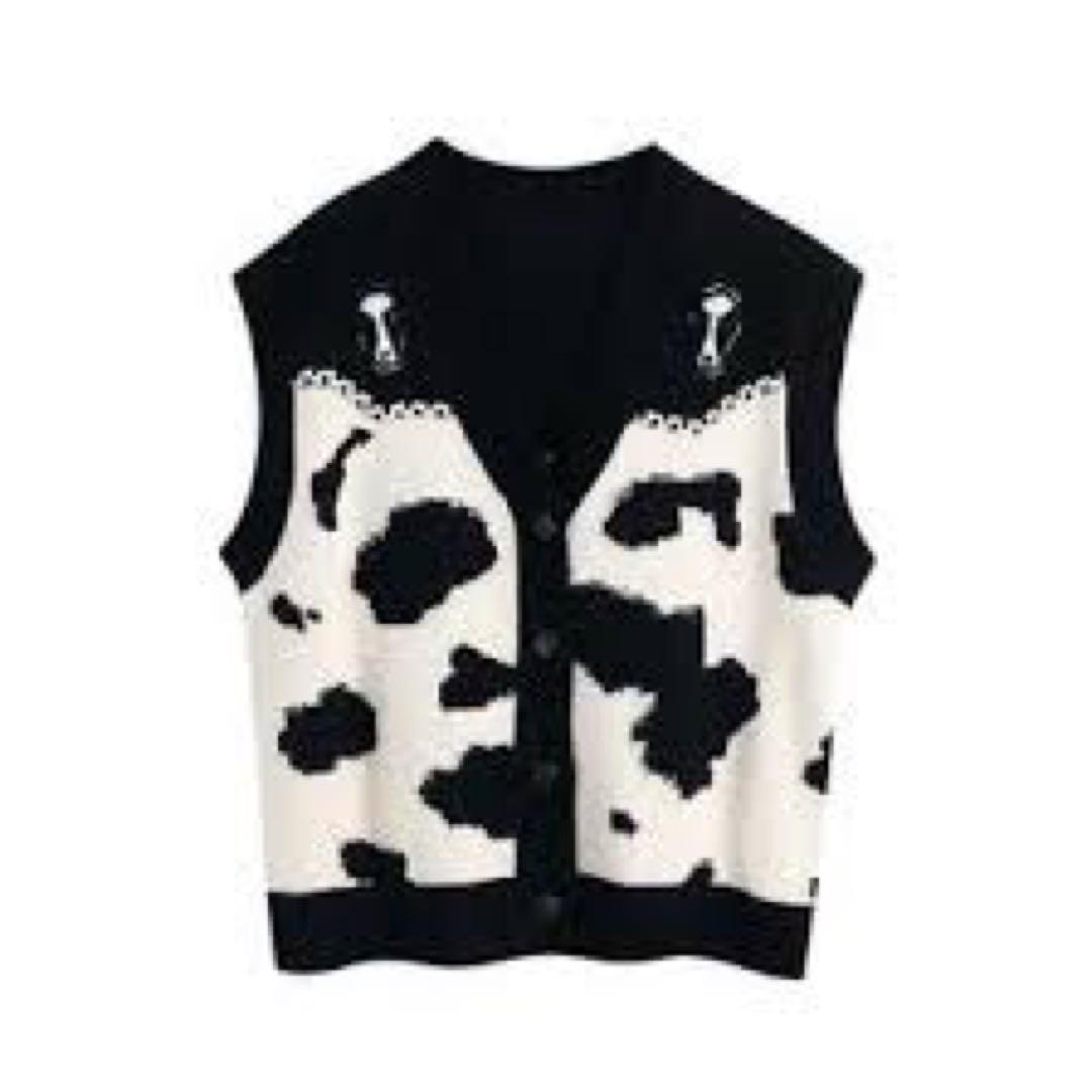 牛柄ベスト ニットベスト ZARA