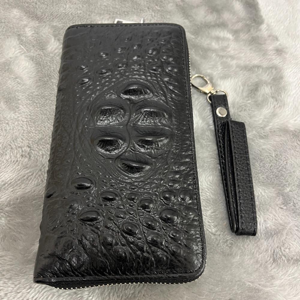 新品未使用　クロコダイル　長財布 黒 レザー　高級　箔押しあり ☆新品未使用☆ ♥ 長財布 クロコダイル型押し 牛革 黒 高級
