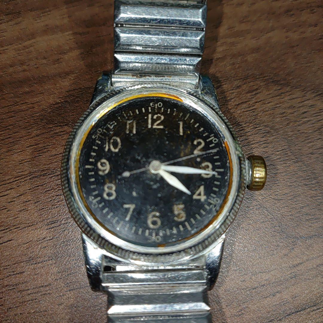 エルジン 1940年代 US ARMY支給品 手巻き時計 ブラック 丸型