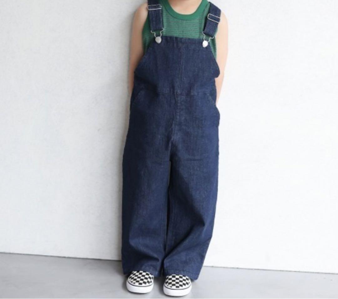 【新品】ooju デニムオーバーオール サロペット　ネイビー　95-100cm